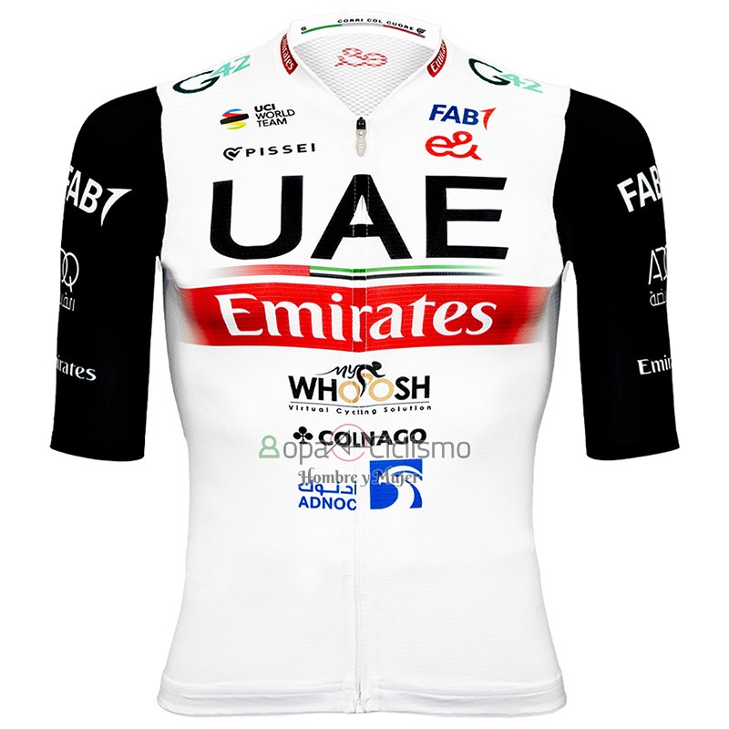 Uae Team Emirates Ropa Ciclismo Culotte Corto 2023 Mangas Cortas Negro Blanco